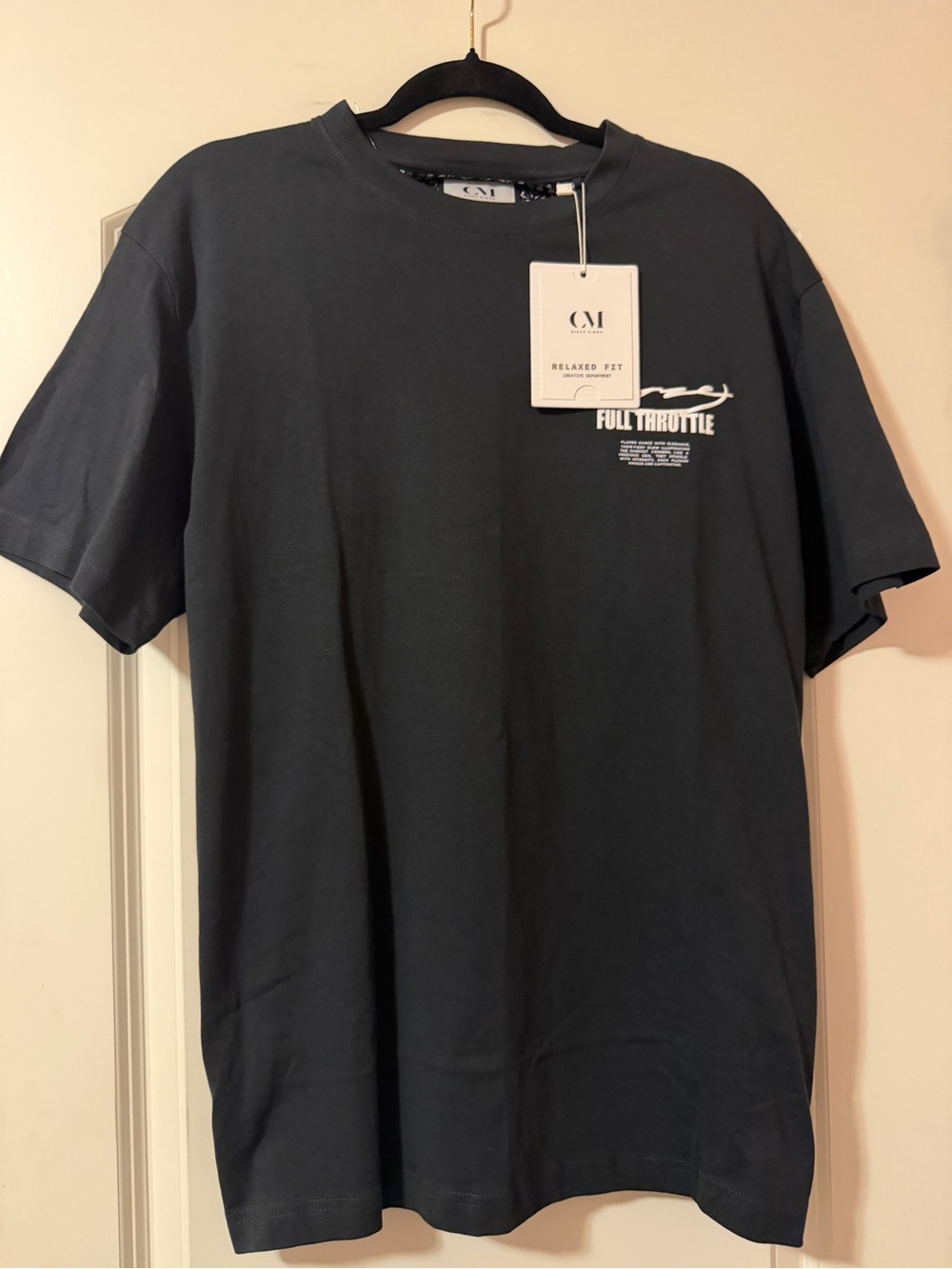 Ricky Singh Relaxed Fit Men’s T-Shirt in Charcoal - Full Throttle Graphic Size M